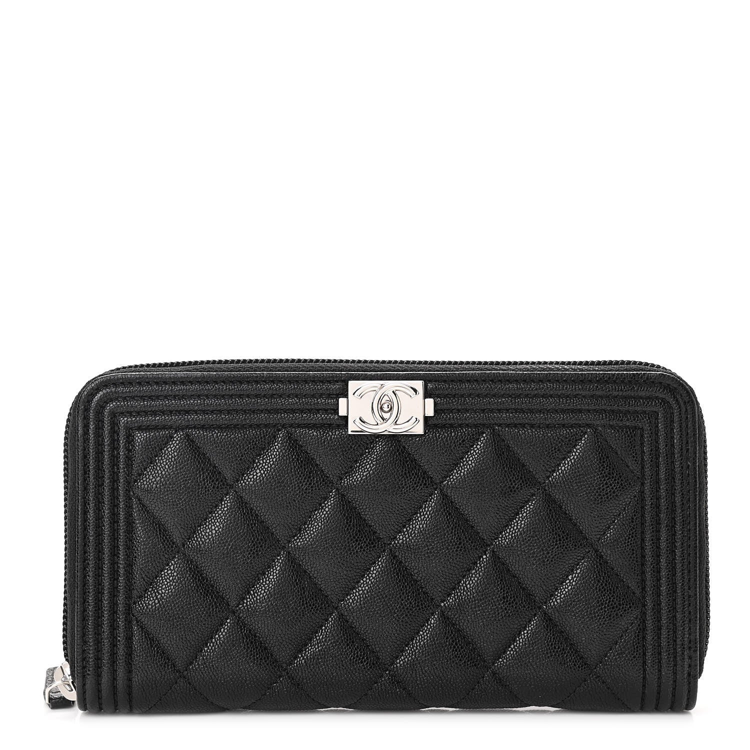 Chanel Caviar Quilted Boy Long Zip Around Wallet Black 1067746 ...