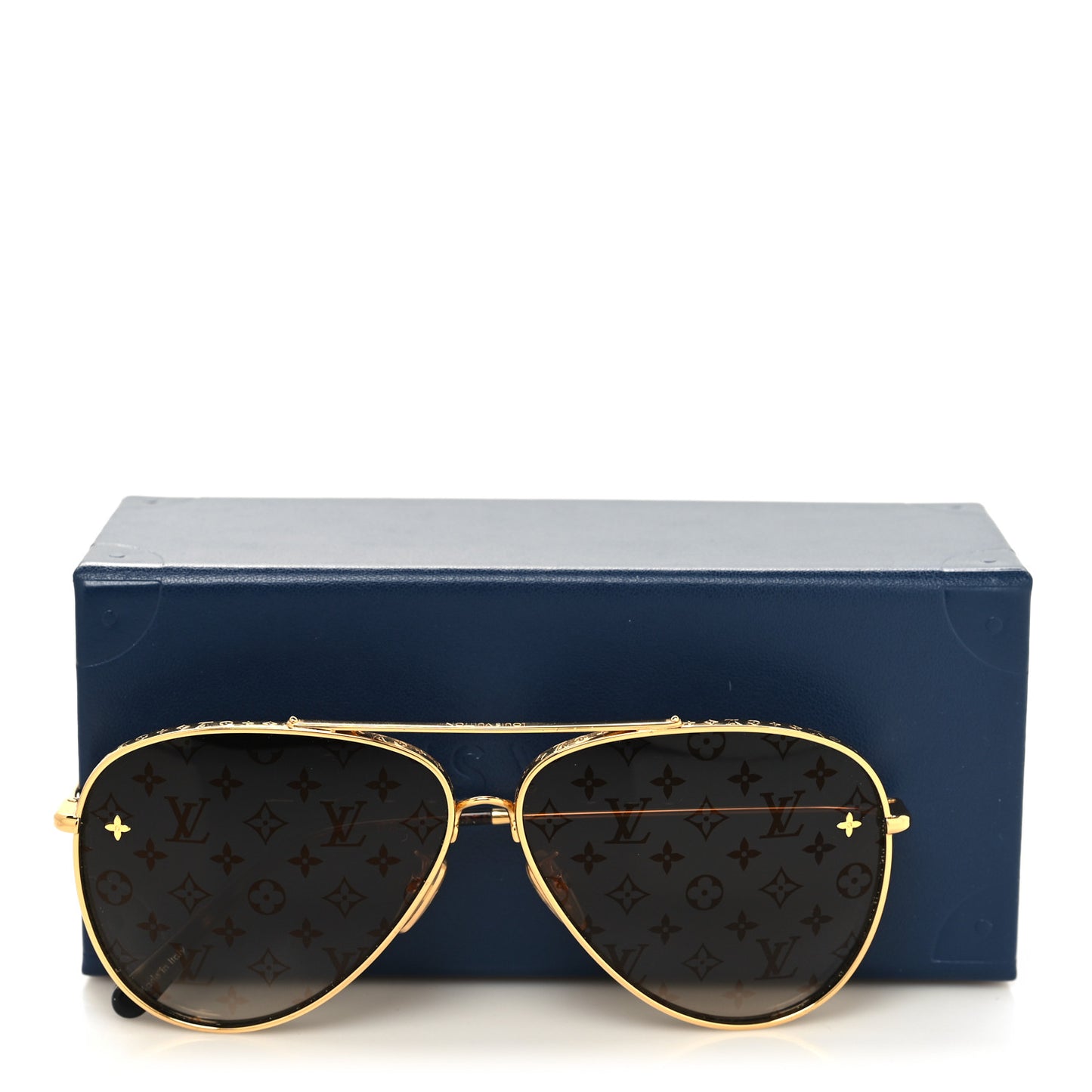 Metal The LV Pilot Sunglasses Z1620U Gradient Brown Monogram