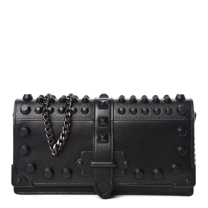 Prada City Calfskin Cahier Studded Mini Bag Black 1 of 12
