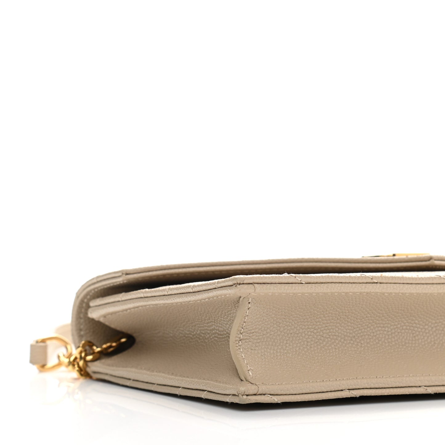 Grain De Poudre Matelasse Chevron Monogram Envelope Chain Wallet Dark Beige