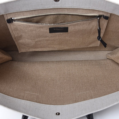 Saint Laurent Linen Calfskin Rive Gauche Tote Optic White 5 of 8