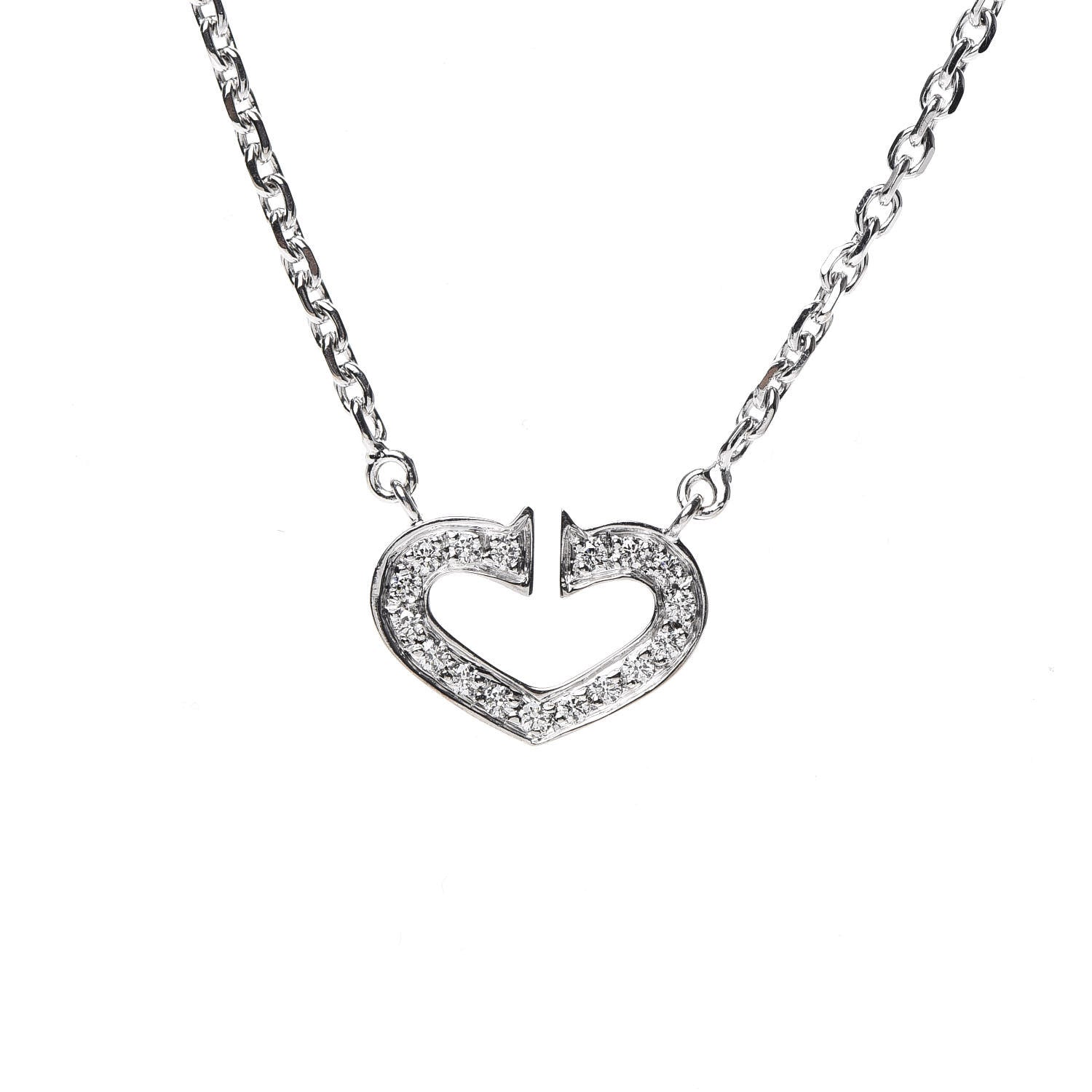 Cartier 18K White Gold Diamond Small Hearts and Symbols Pendant Necklace 5 of 5