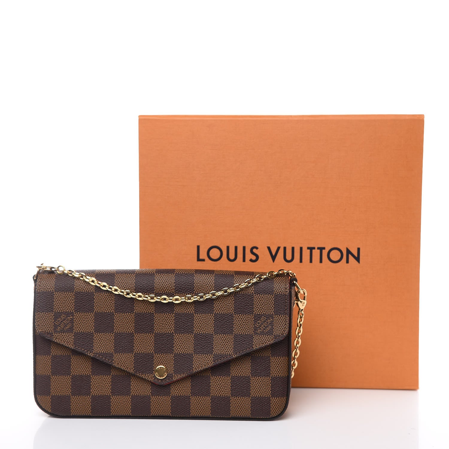 Louis Vuitton Damier Ebene Pochette Felicie Chain Wallet 15 of 15