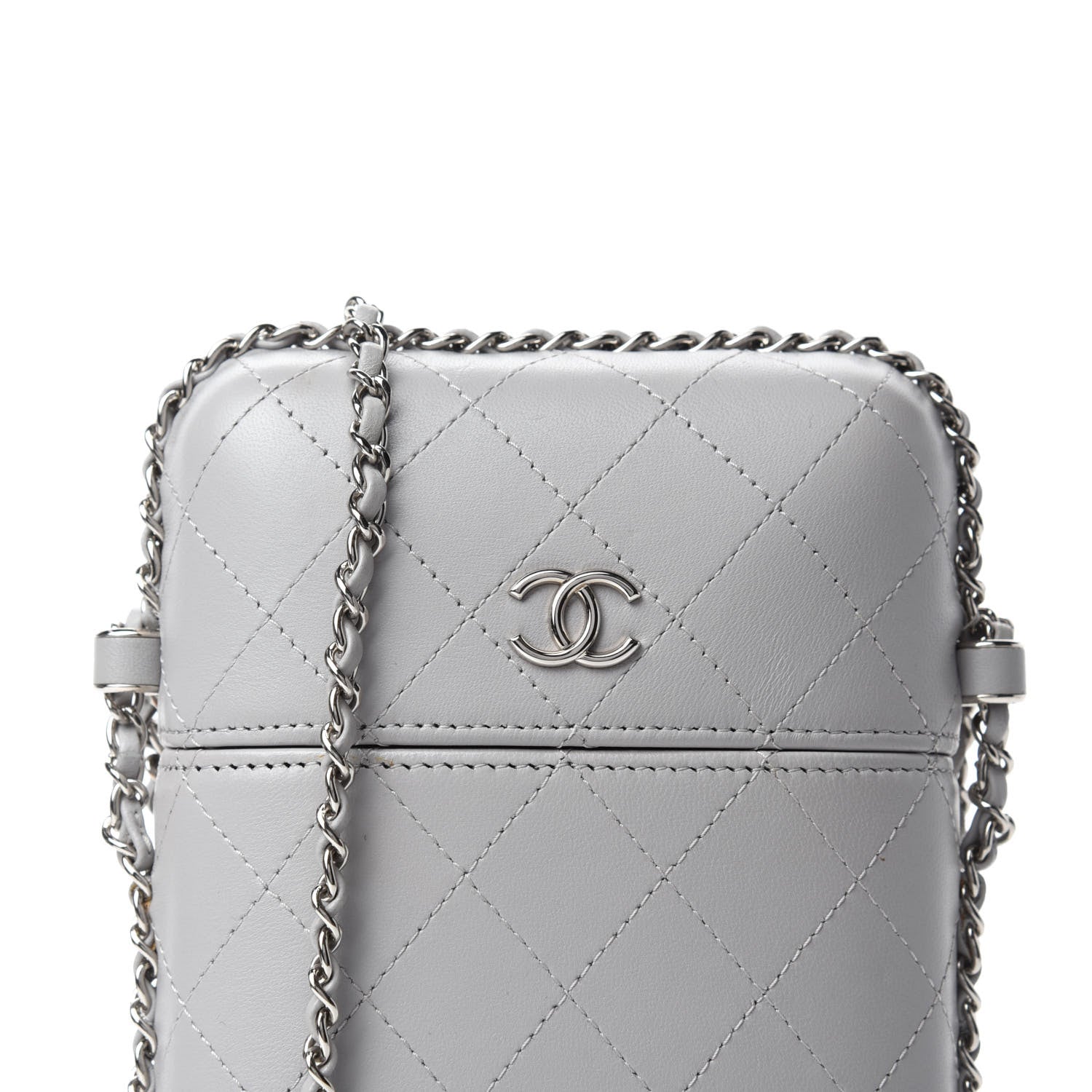 Chanel Lambskin Quilted Chain Around Phone Holder Grey 11 of 11