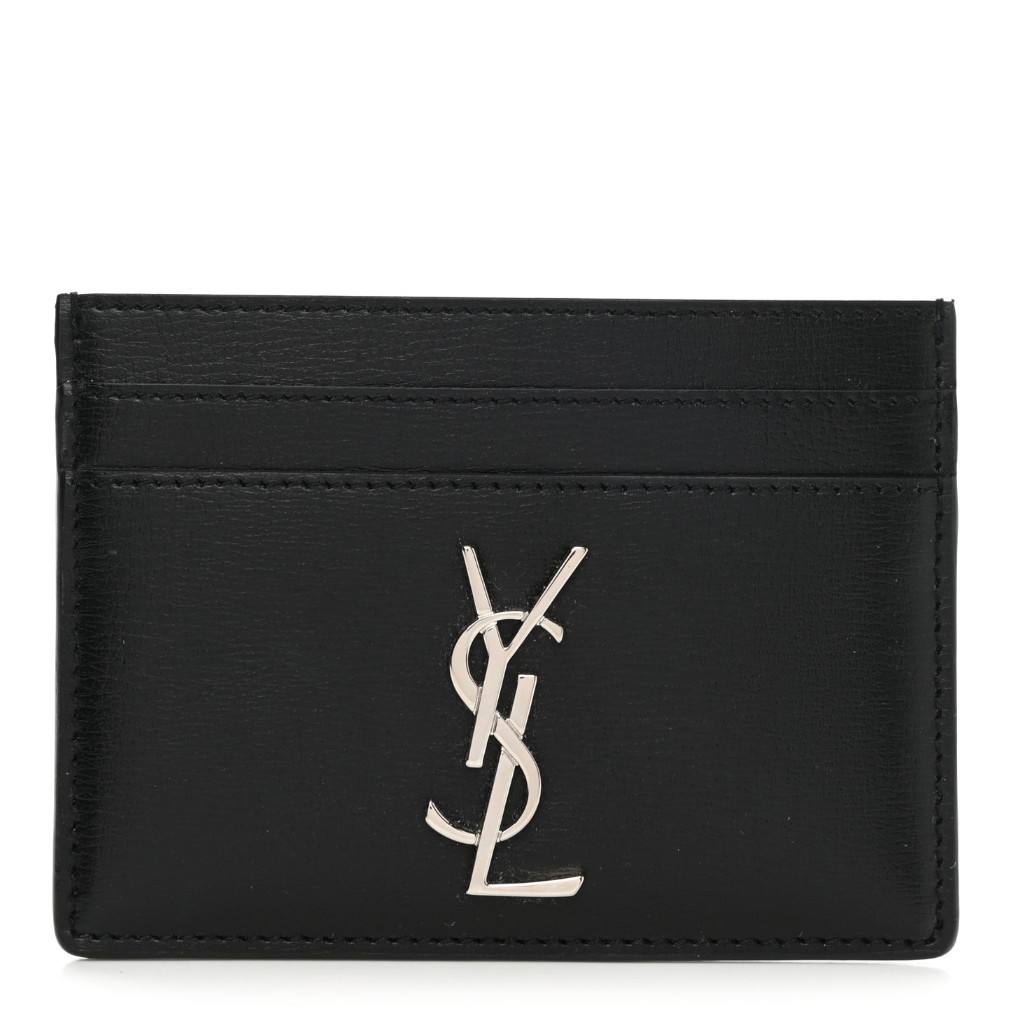 Calfskin Monogram Credit Card Case Black