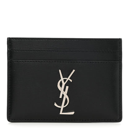 Saint Laurent Calfskin Monogram Credit Card Case Black 1 of 8