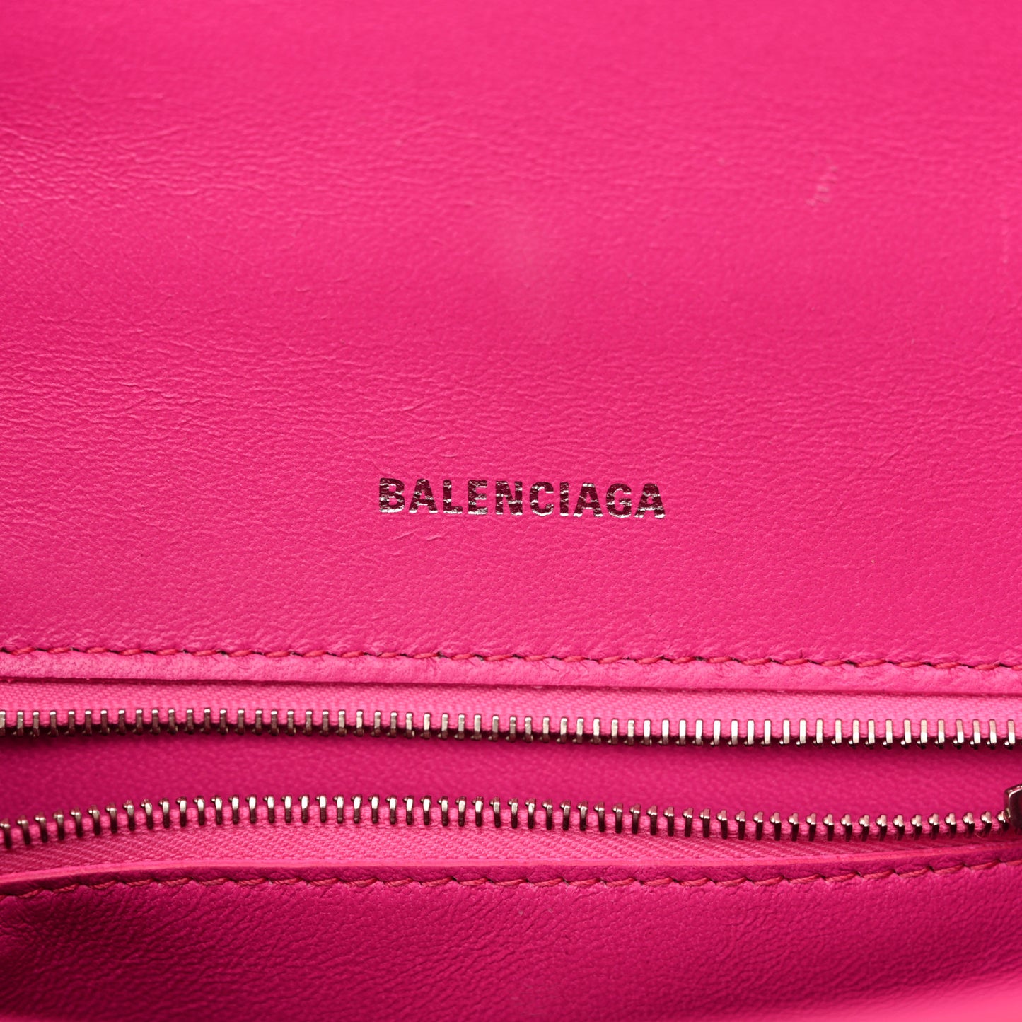 Shiny Box Calfskin Small Hourglass Top Handle Bag Acid Fuchsia