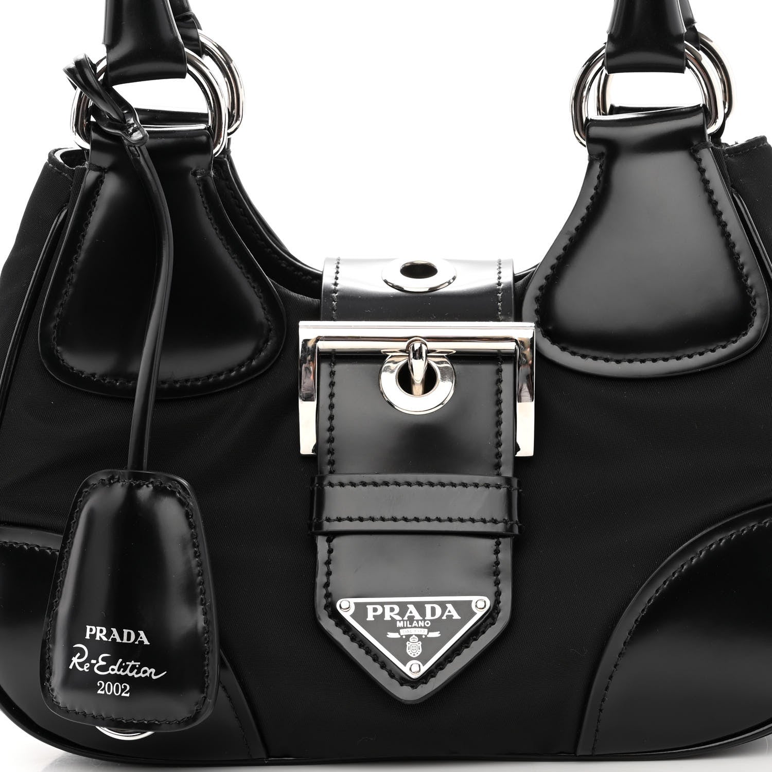 Prada Re-Nylon Spazzolato Re-Edition 2002 Moon Bag Black 7 of 9