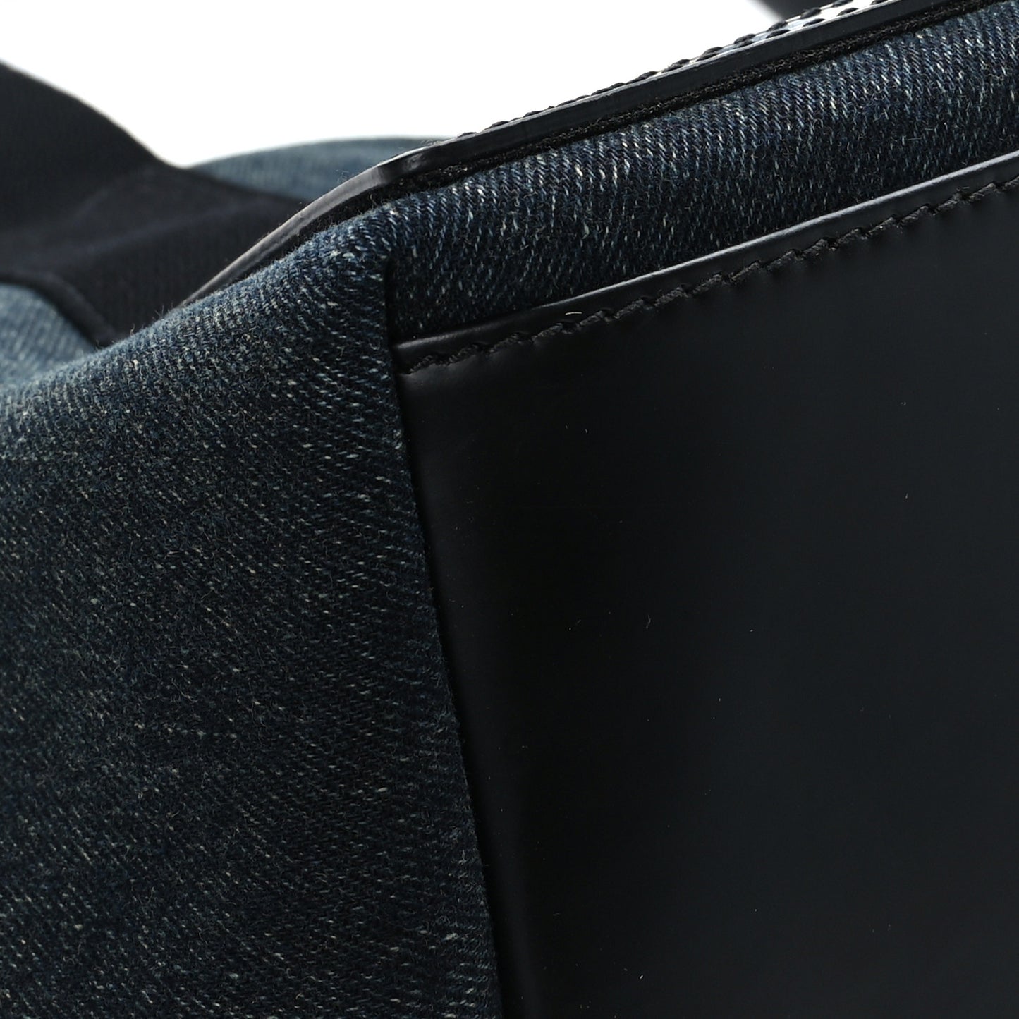 Denim Fabric Satin Calfskin S Navy Cabas Washed Black
