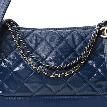 Chanel Patent Goatskin Quilted Medium Gabrielle Hobo Blue 8 of 10