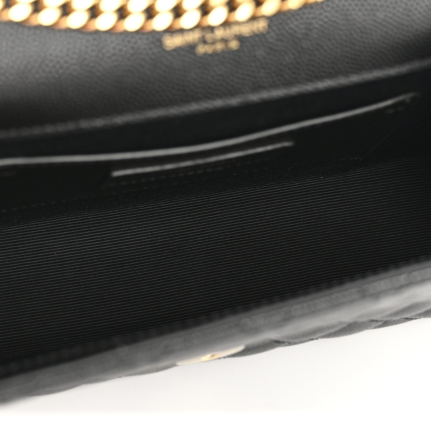 Grain De Poudre Textured Mixed Matelasse Triquilt Small Monogram Satchel Black