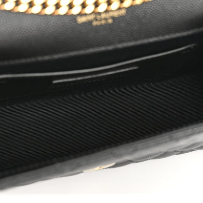 Saint Laurent Grain De Poudre Textured Mixed Matelasse Triquilt Small Monogram Satchel Black 5 of 12