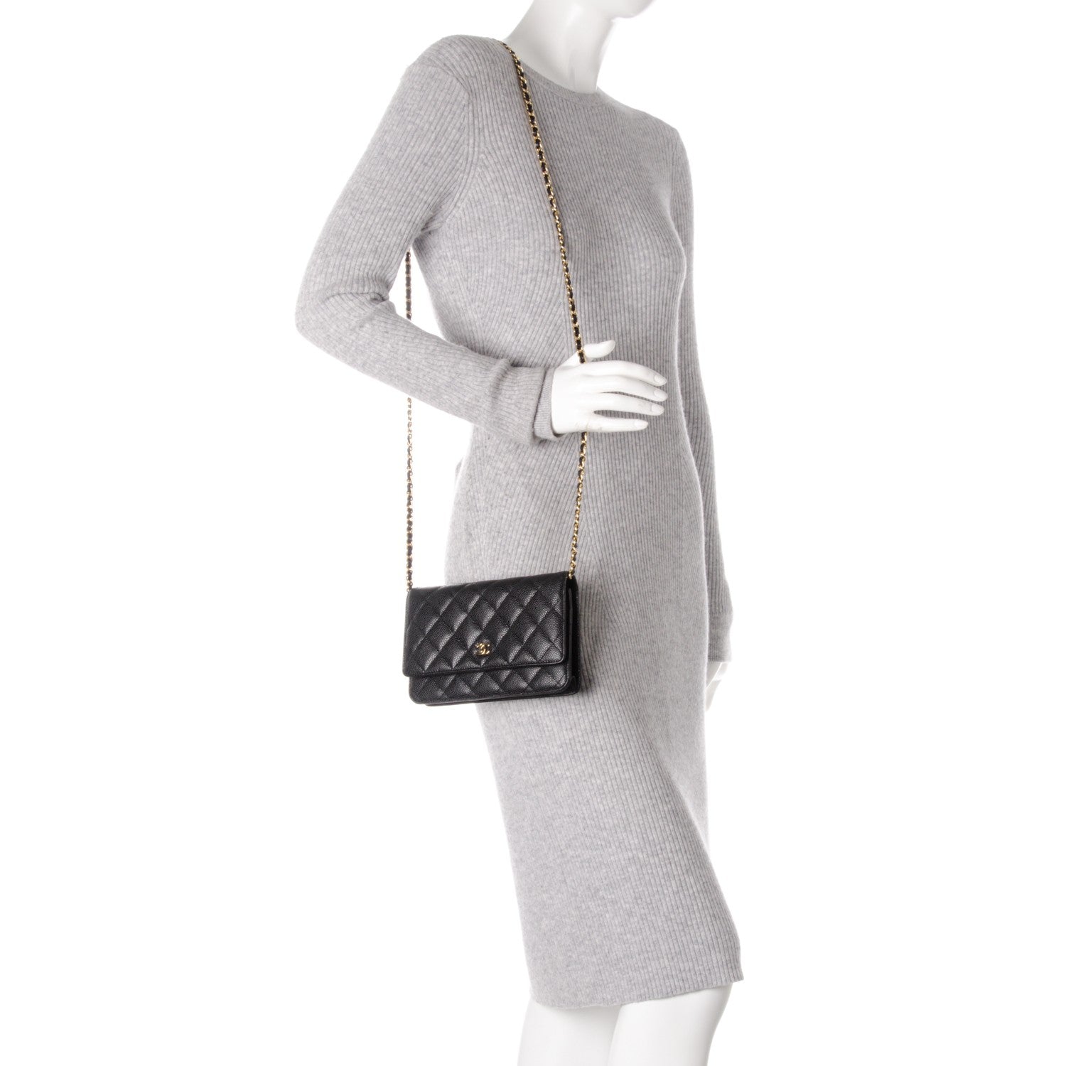 Chanel Caviar Quilted Wallet On Chain WOC Black 2 of 8