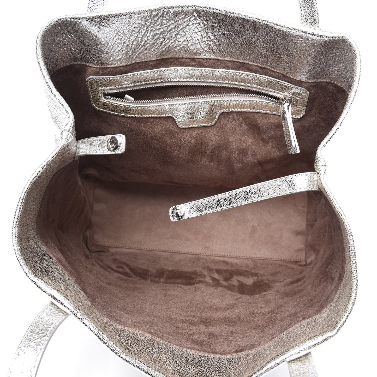 JIMMY CHOO Metallic Calfskin Sofia Shoulder Bag Silver