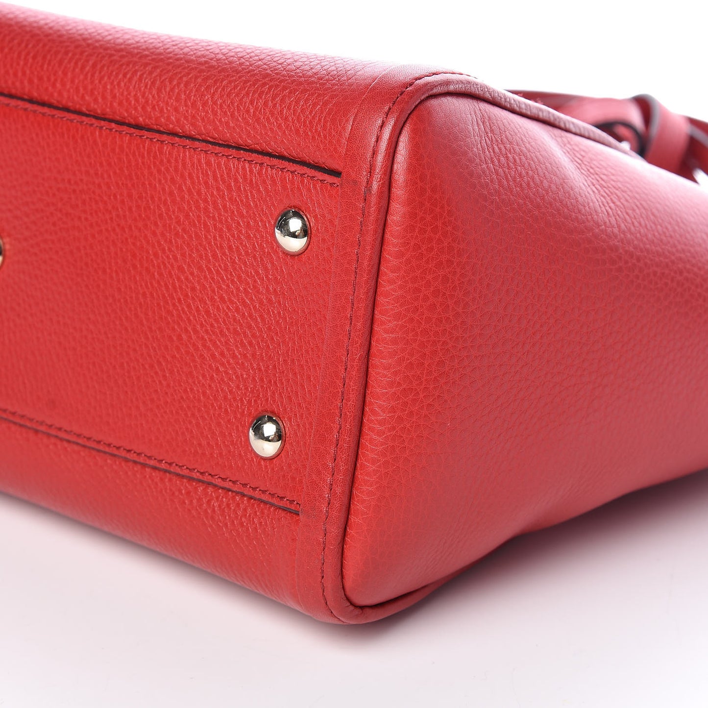 Pebbled Calfskin Small Soho Top Handle Bag Red