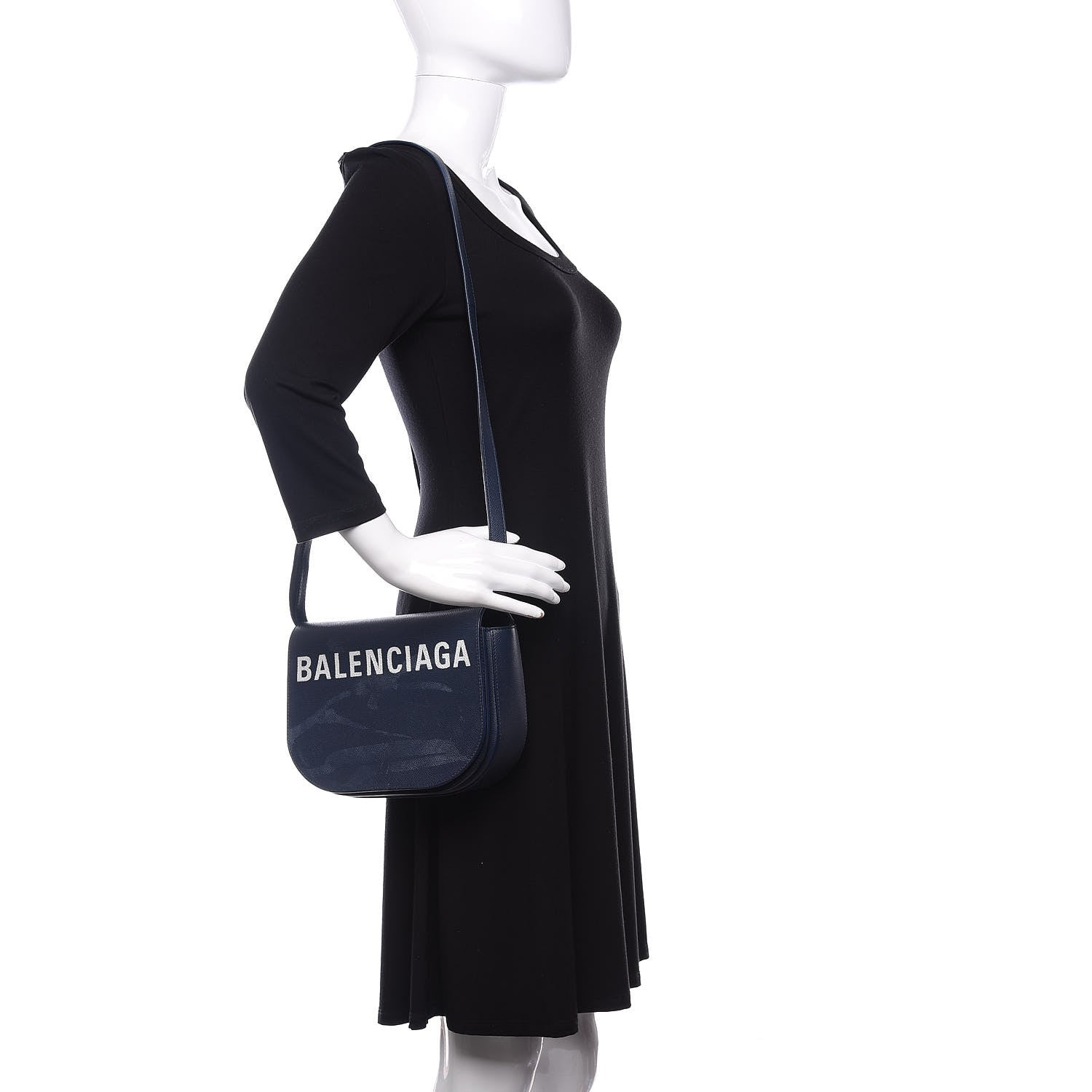 Balenciaga Grained Calfskin Logo Print S Ville Day Bag Bleu Canopee 2 of 16