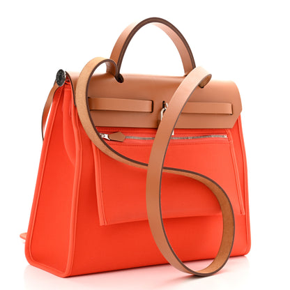 Hermes Vache Hunter Toile Herbag Zip 31 PM Capucine Fauve 4 of 13