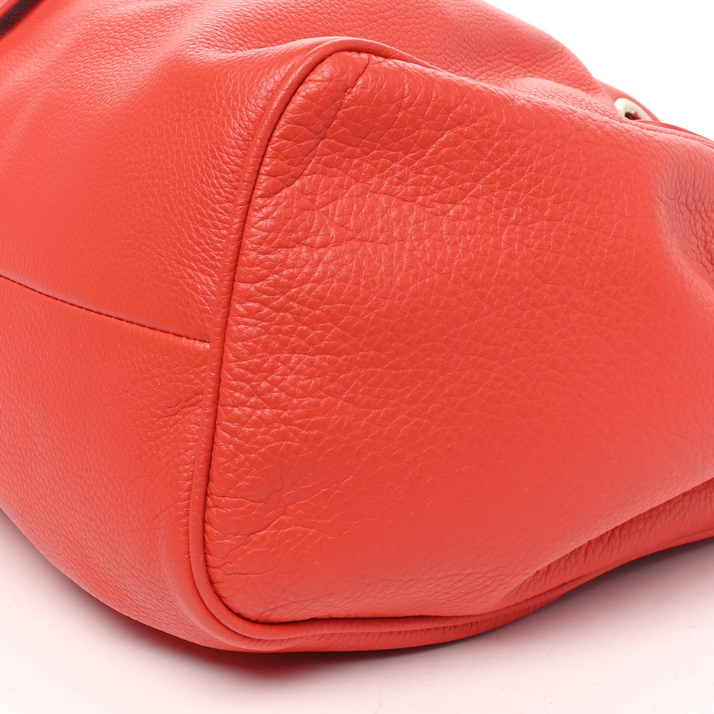 Grained Calfskin Large Riki Bag Red