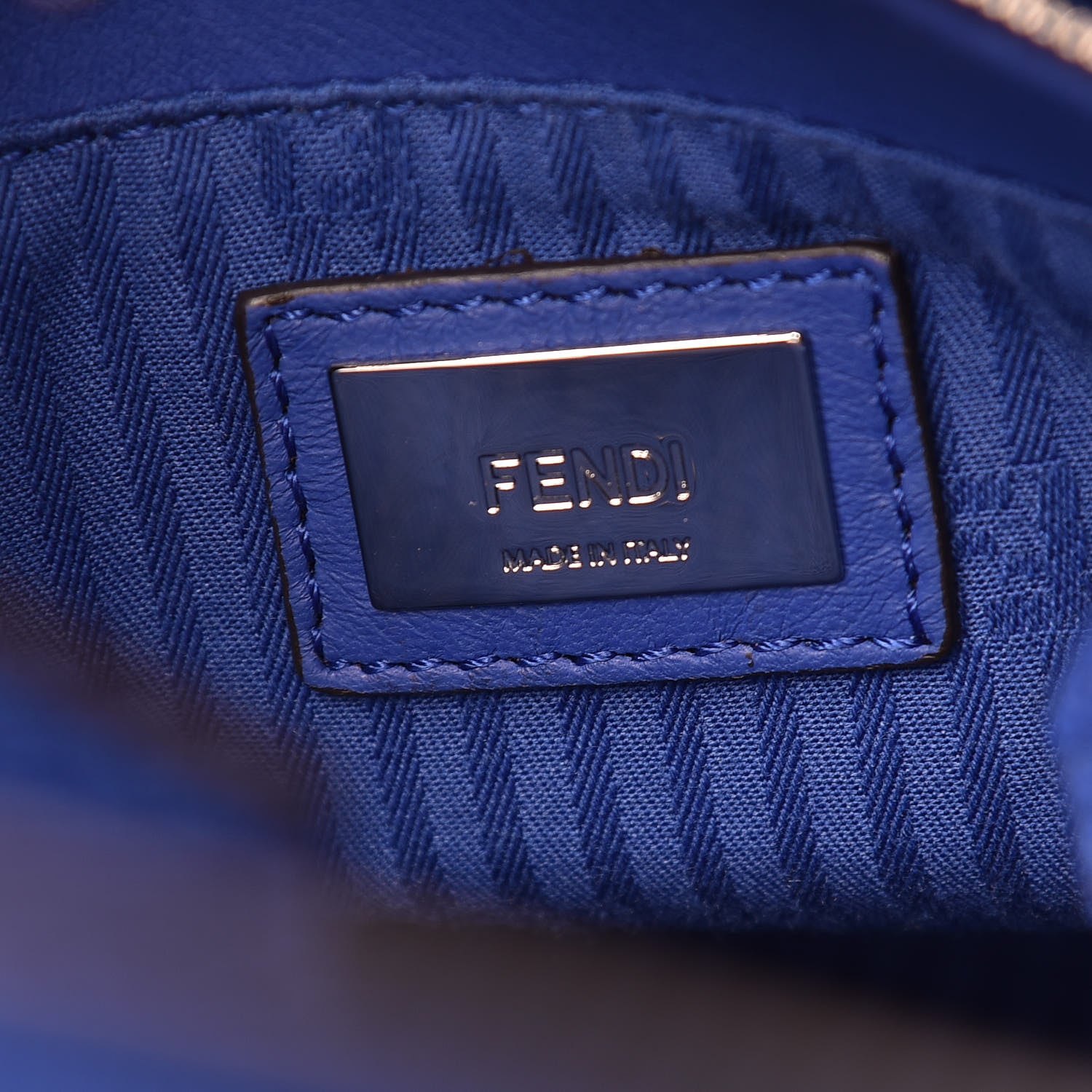 Fendi Vitello Elite Petite 2Jours Tote Blue Neon 6 of 11