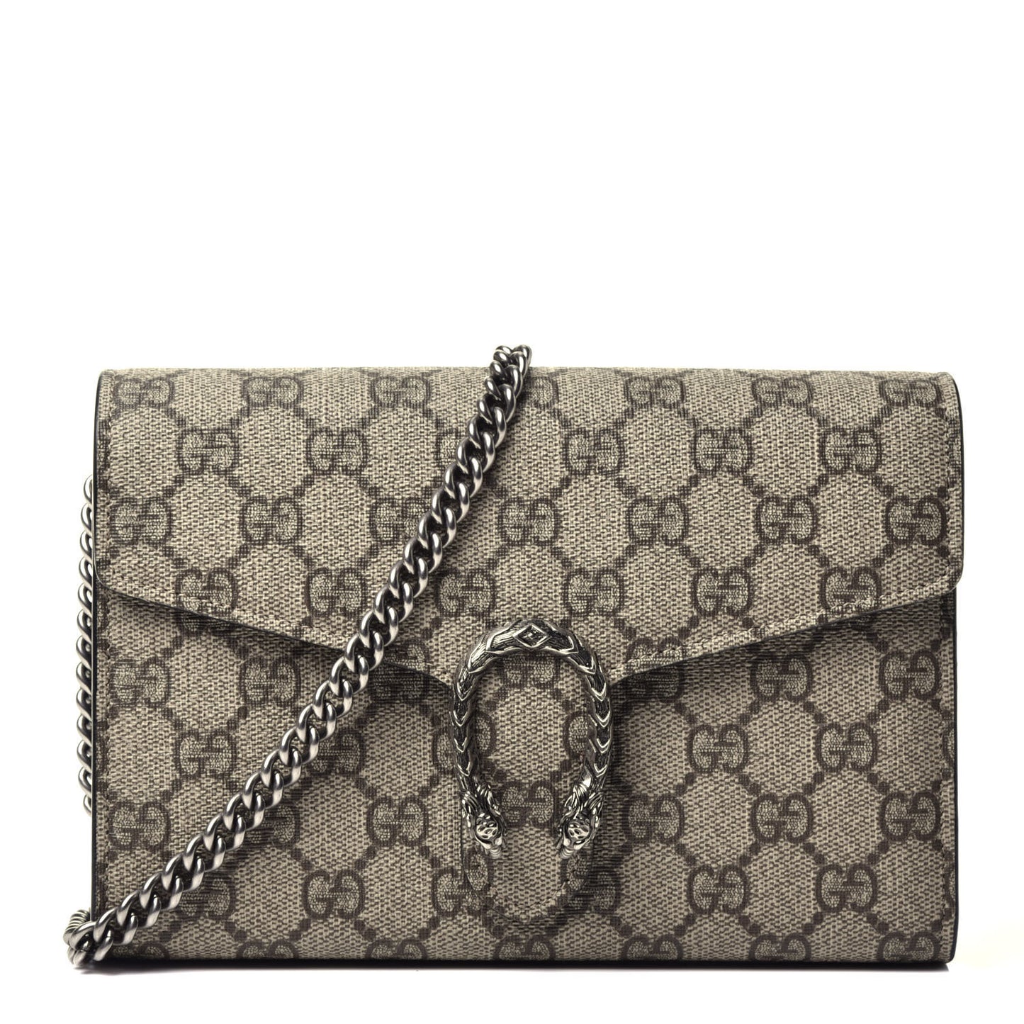 GG Supreme Monogram Mini Dionysus Chain Wallet Beige Black