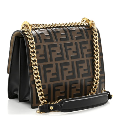 Fendi Vitello Liberty Bi-Color FF 1974 Embossed Small Kan U Shoulder Bag Maya Black 3 of 12