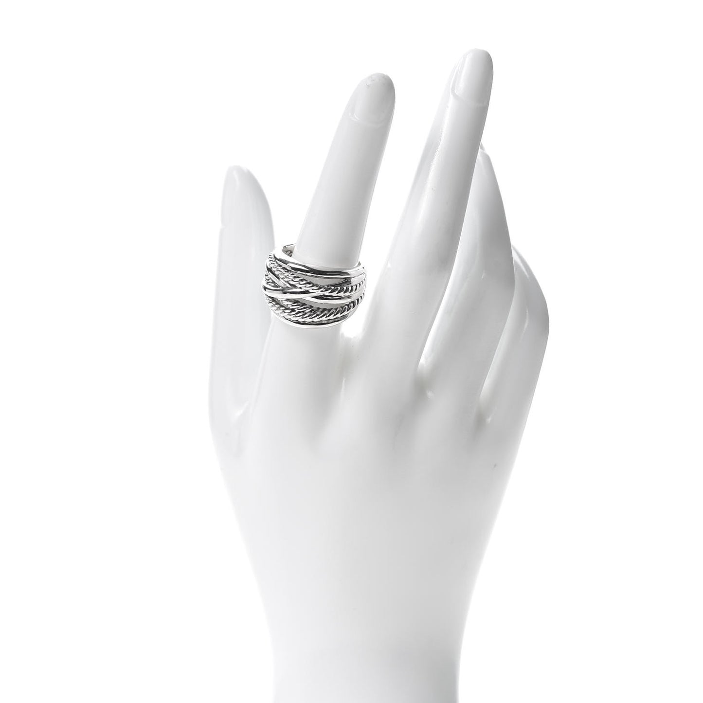 Sterling Silver 18mm Wide Crossover Cable Ring 57 8