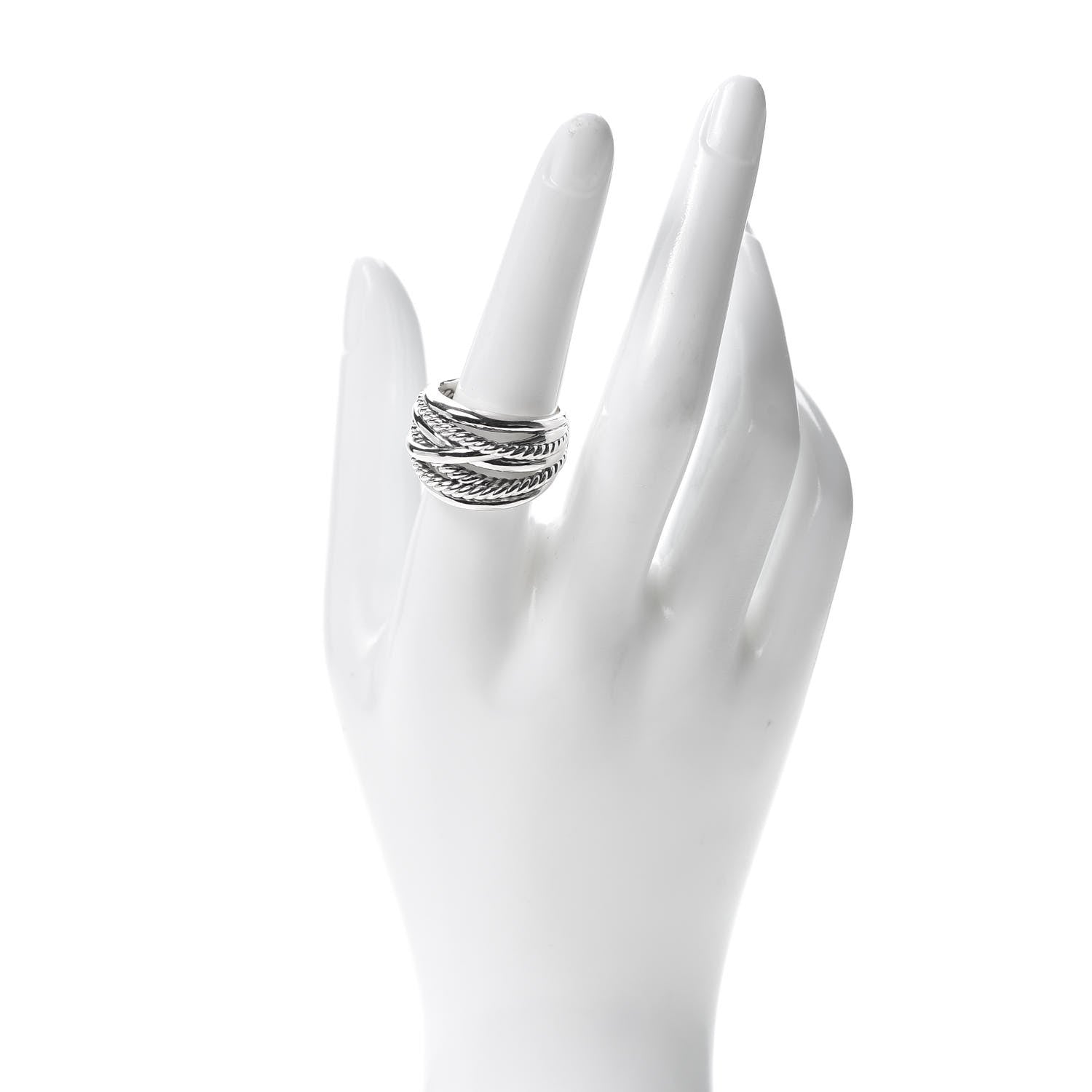 David Yurman Sterling Silver 18mm Wide Crossover Cable Ring 57 8 2 of 4