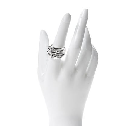 David Yurman Sterling Silver 18mm Wide Crossover Cable Ring 57 8 2 of 4