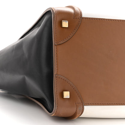 Celine Satin Calfskin Mini Tri-Color Luggage White Brown 8 of 18