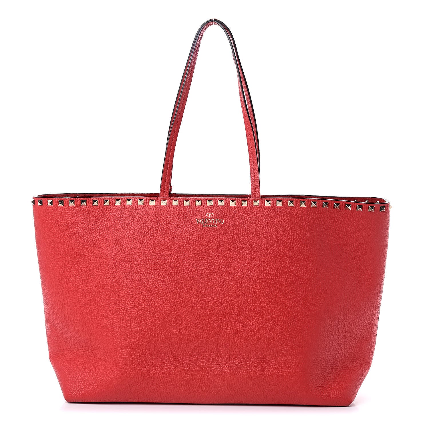 Valentino Garavani Grained Calfskin Rockstud Shoulder Tote Rouge Pur 1 of 11