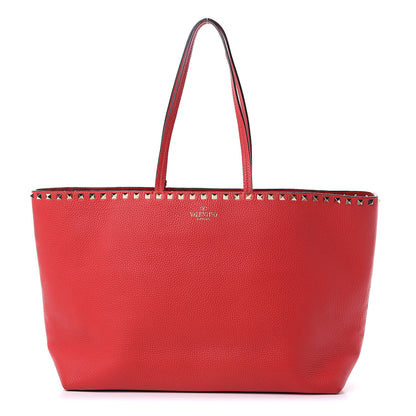 Valentino Garavani Grained Calfskin Rockstud Shoulder Tote Rouge Pur 1 of 11