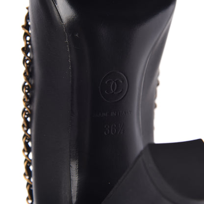 Chanel Calfskin Patent Calfskin Chain Cap Toe Pumps 36.5 Black 7 of 9