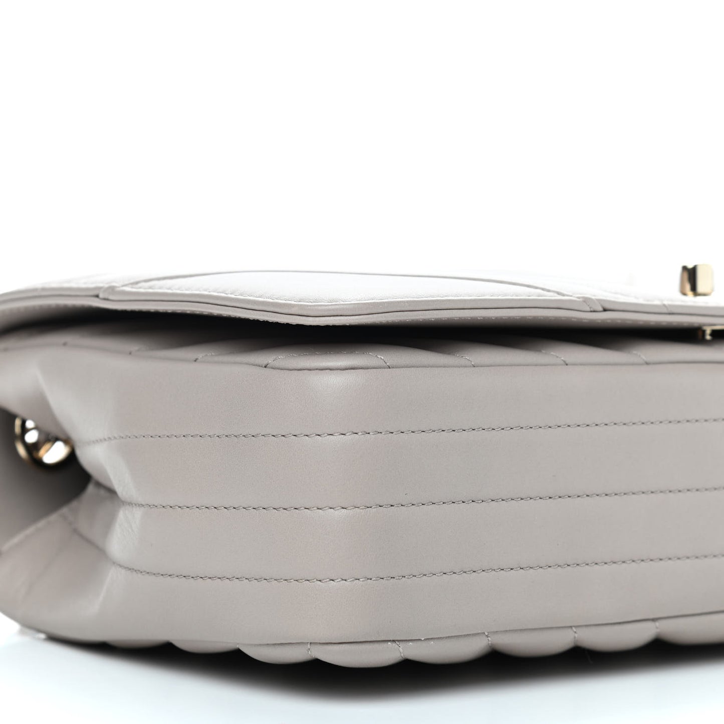 Calfskin Chevron Quilted Large Statement Flap Grey