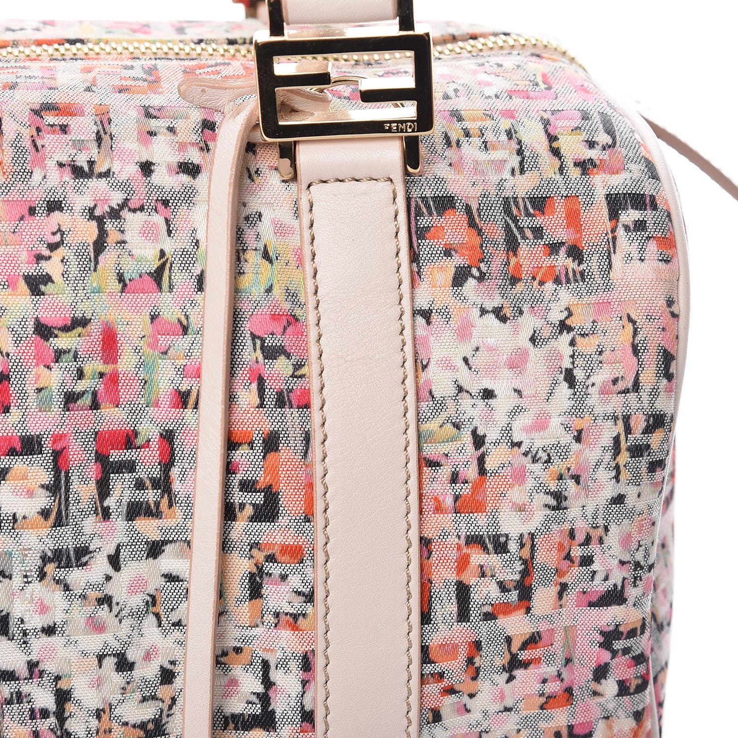 Fendi Zucchino Vitello Floral Forever Boston Rosa Papaya Rosa Confetto 12 of 16