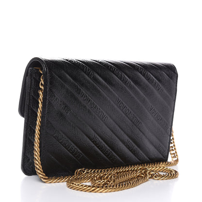 Balenciaga Shiny Goatskin Logo Embossed BB Wallet On Chain Black 3 of 8