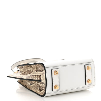 Versace Calfskin Snakeskin Mini Virtus Top Handle Shoulder Tote Optical White Natural 4 of 13