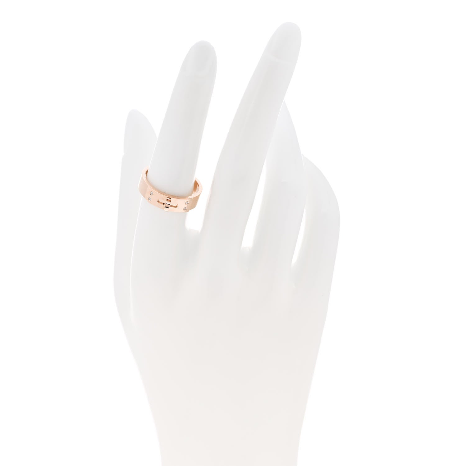 Hermes 18K Rose Gold Diamond PM Kelly Ring 55 7.25 2 of 5