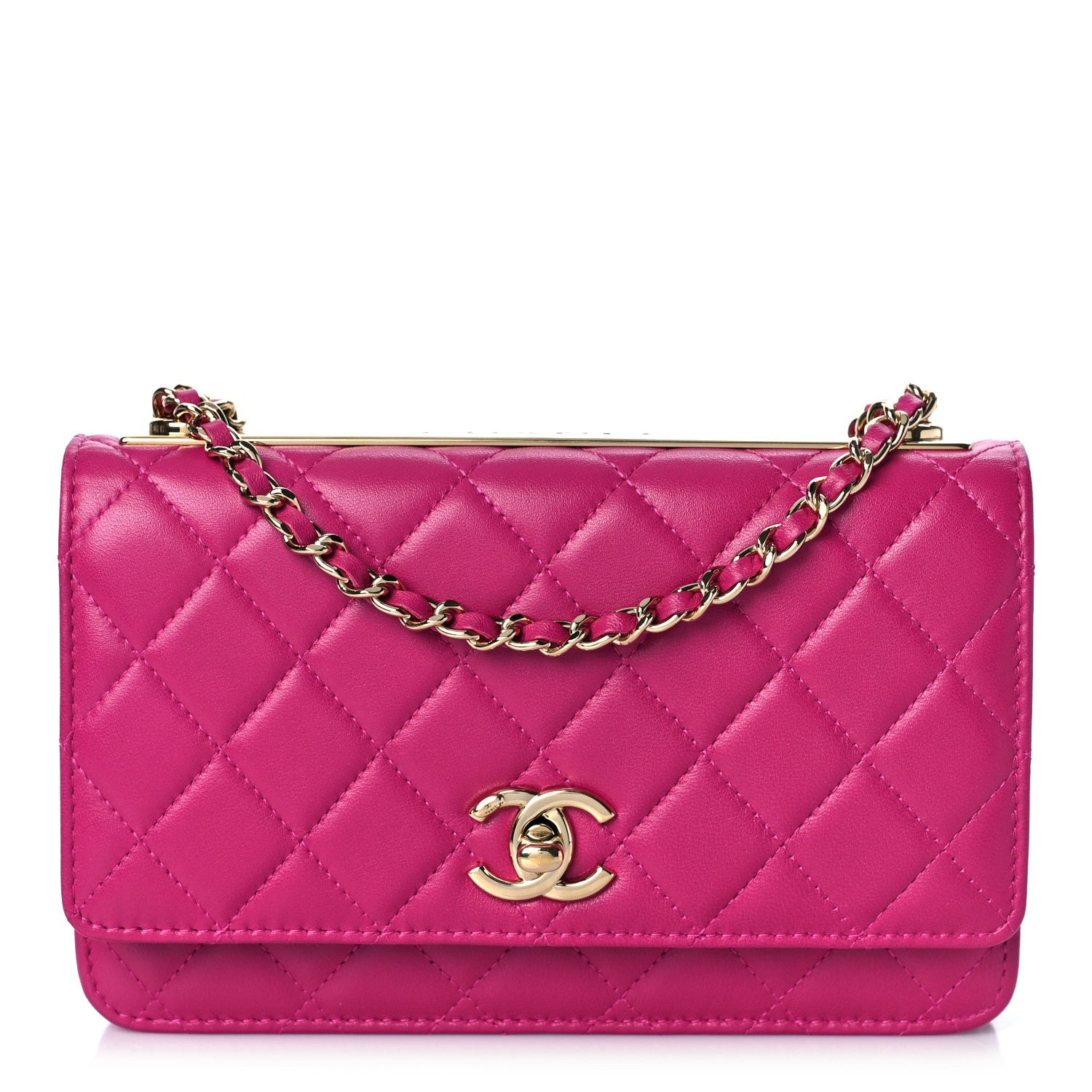 Chanel Lambskin Quilted Trendy CC Wallet On Chain WOC Dark Pink 1 of 13