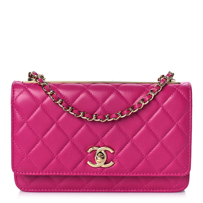 Chanel Lambskin Quilted Trendy CC Wallet On Chain WOC Dark Pink 1 of 13