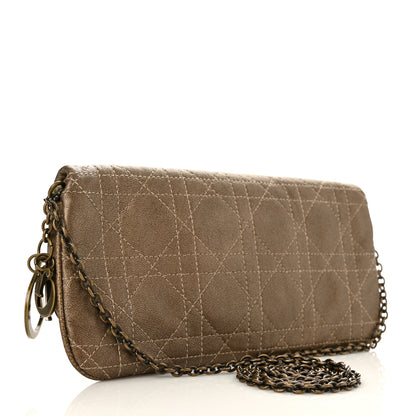 Christian Dior Metallic Grained Calfskin Cannage Lady Dior Wallet On Chain Bronze 2 of 10