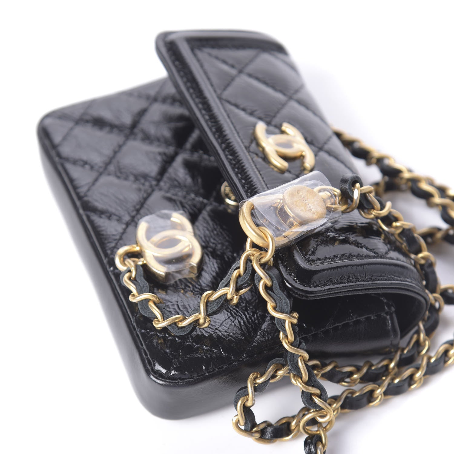 Chanel Shiny Aged Calfskin Quilted Waist Belt Bag Black 8 of 12