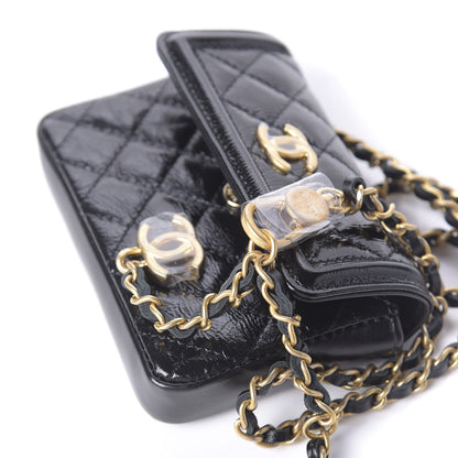 Chanel Shiny Aged Calfskin Quilted Waist Belt Bag Black 8 of 12