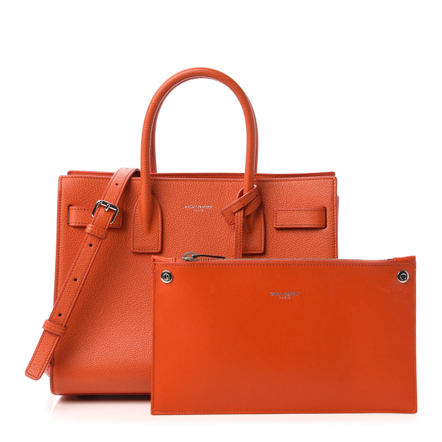 Grained Calfskin Baby Sac De Jour Mandarine