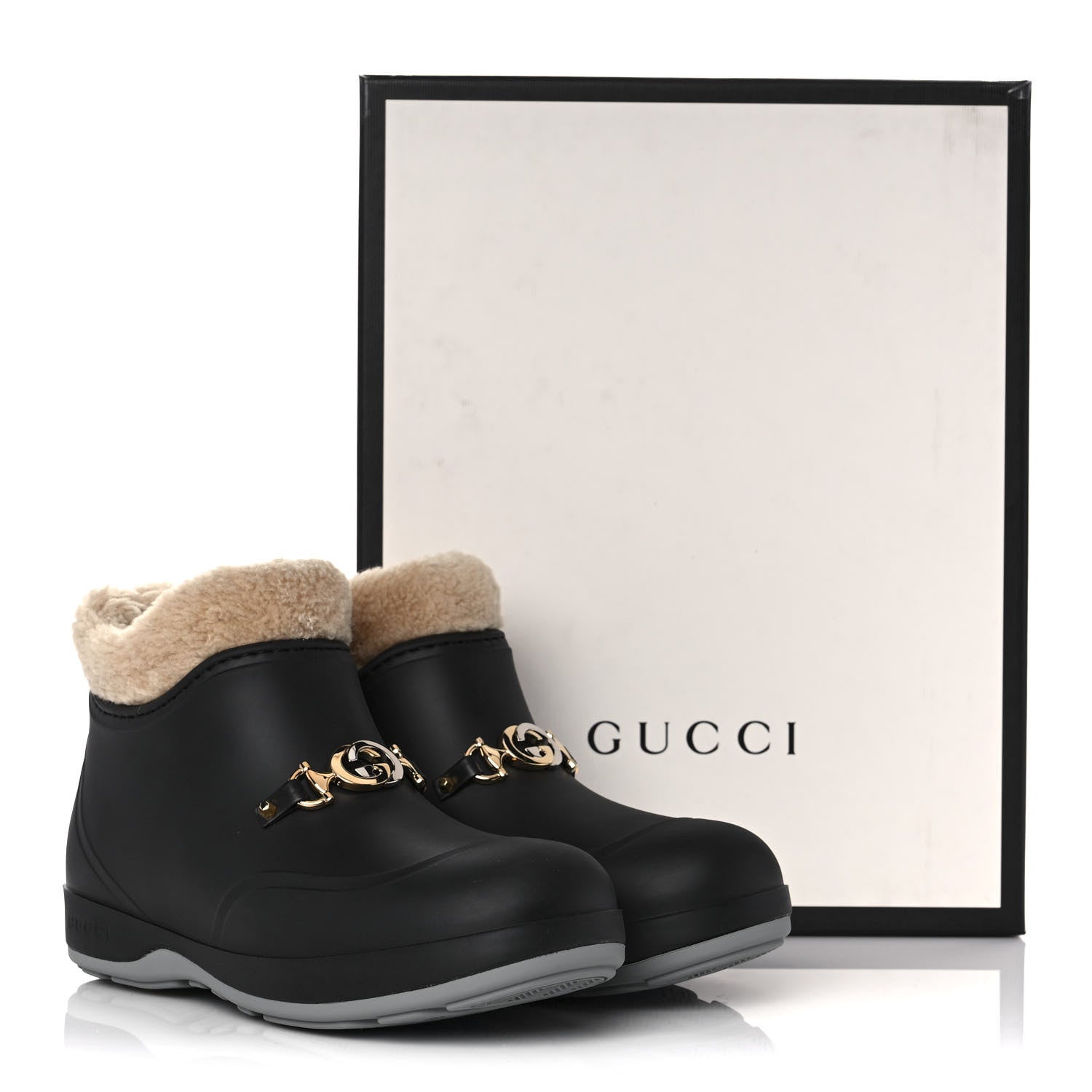 Gucci Rubber Wool Crossy Ankle Boots 38 Black Butterscotch 9 of 9