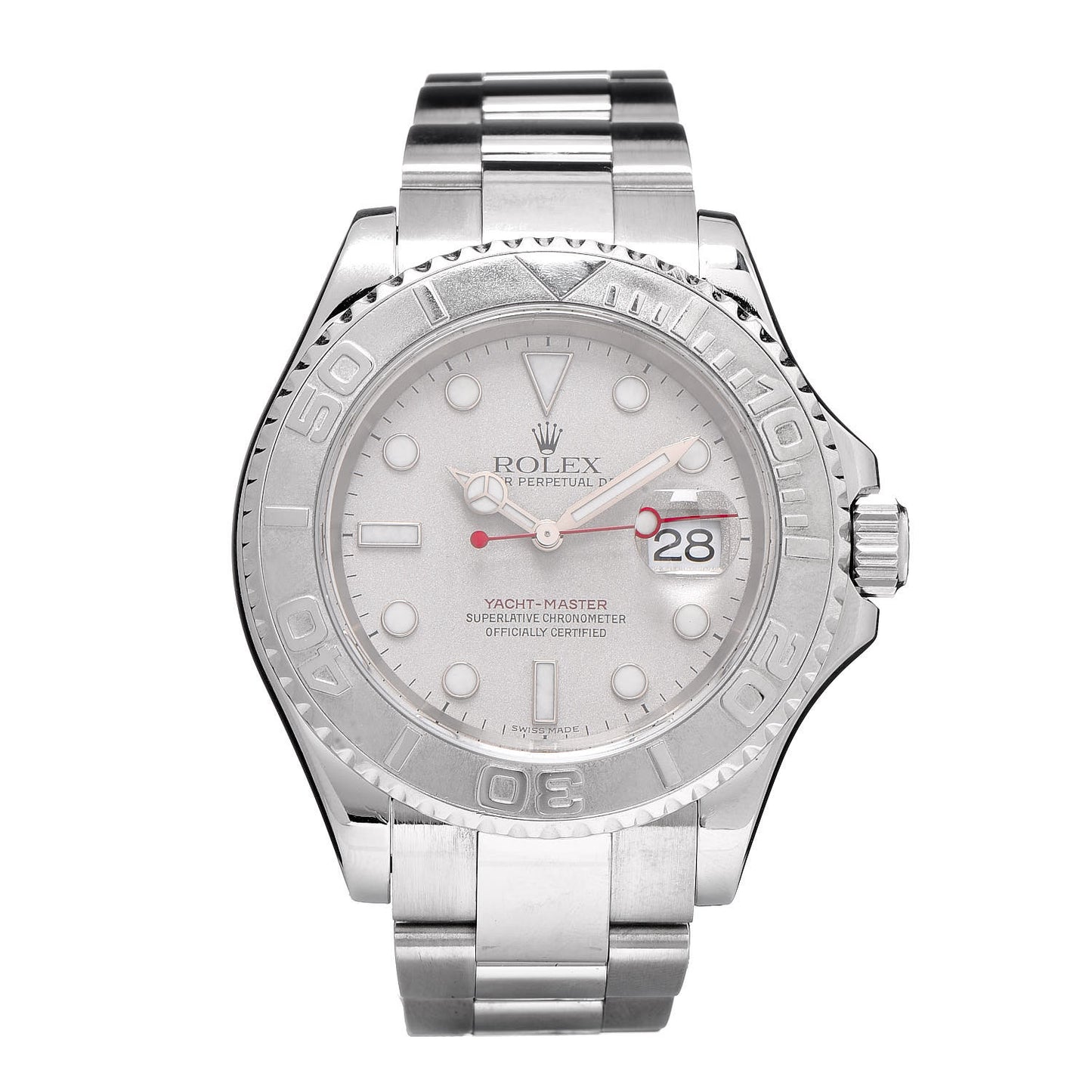 Stainless Steel Platinum 40mm Oyster Perpetual Date Yacht-Master Watch Silver 16622