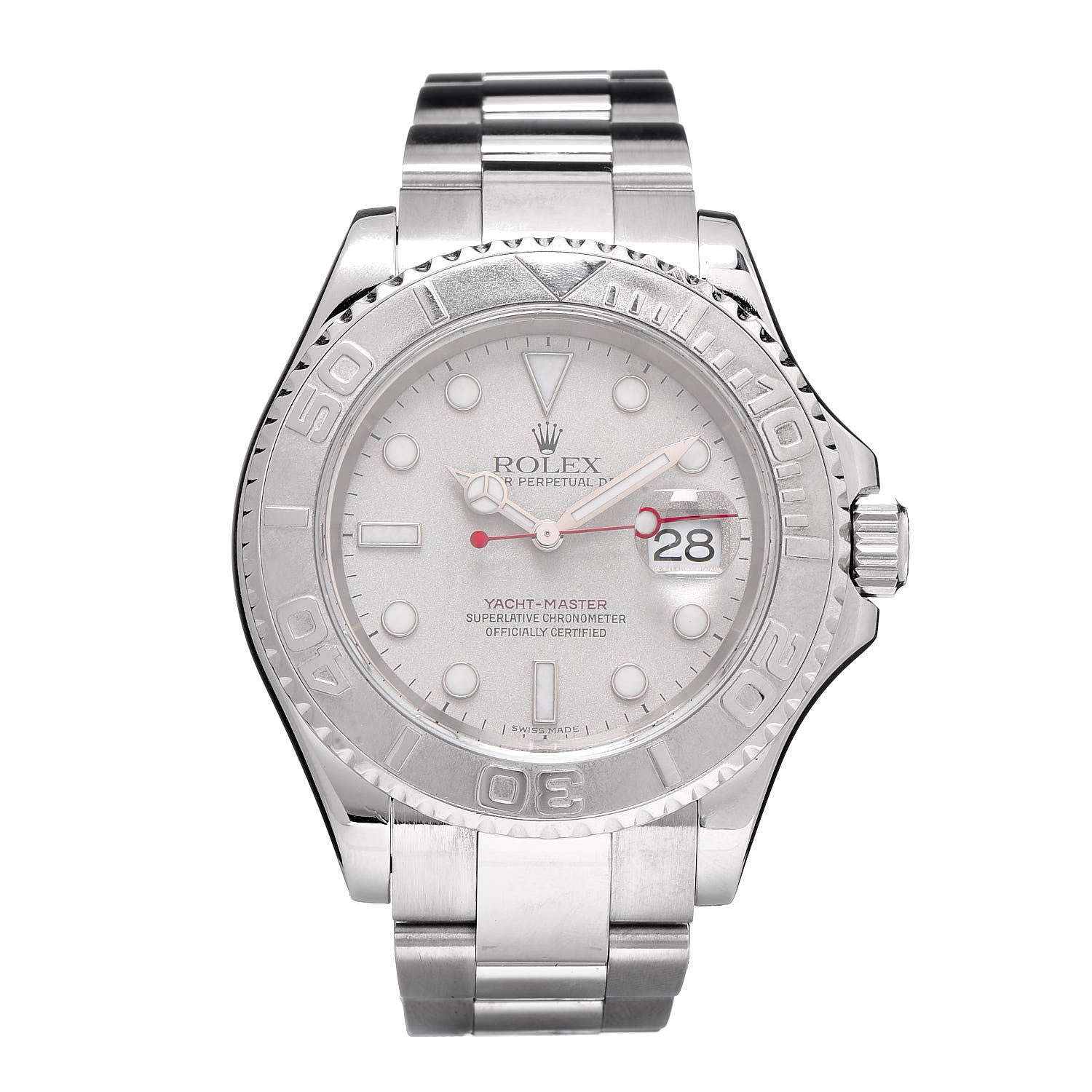 Rolex Stainless Steel Platinum 40mm Oyster Perpetual Date Yacht-Master Watch Silver 16622 1 of 7