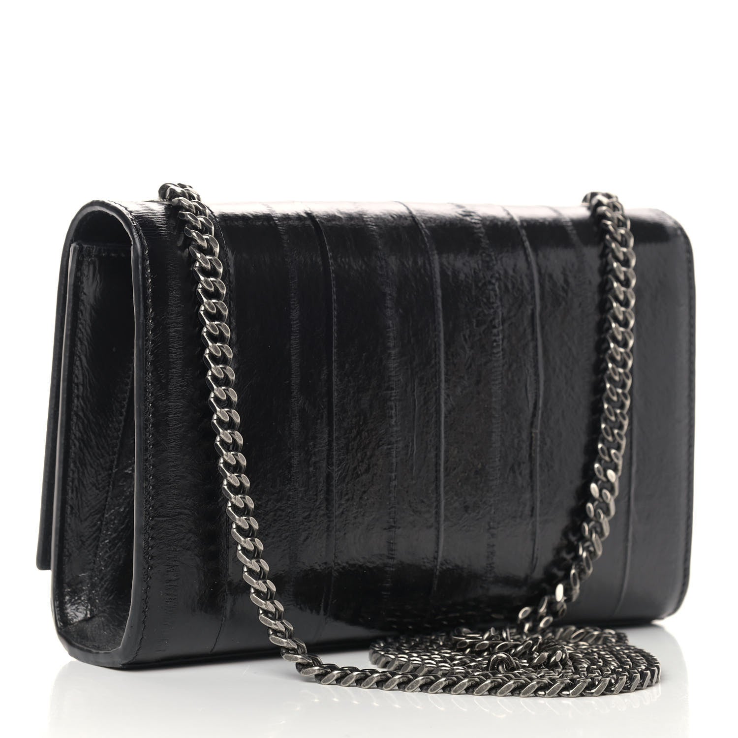 Saint Laurent Glossy Eelskin Small Monogram Kate Satchel Black 2 of 10