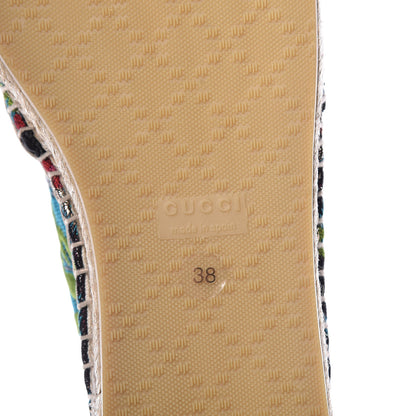 Gucci Tapestry Brocade Blind For Love Espadrilles 38 Acquamarine Green Black 6 of 9