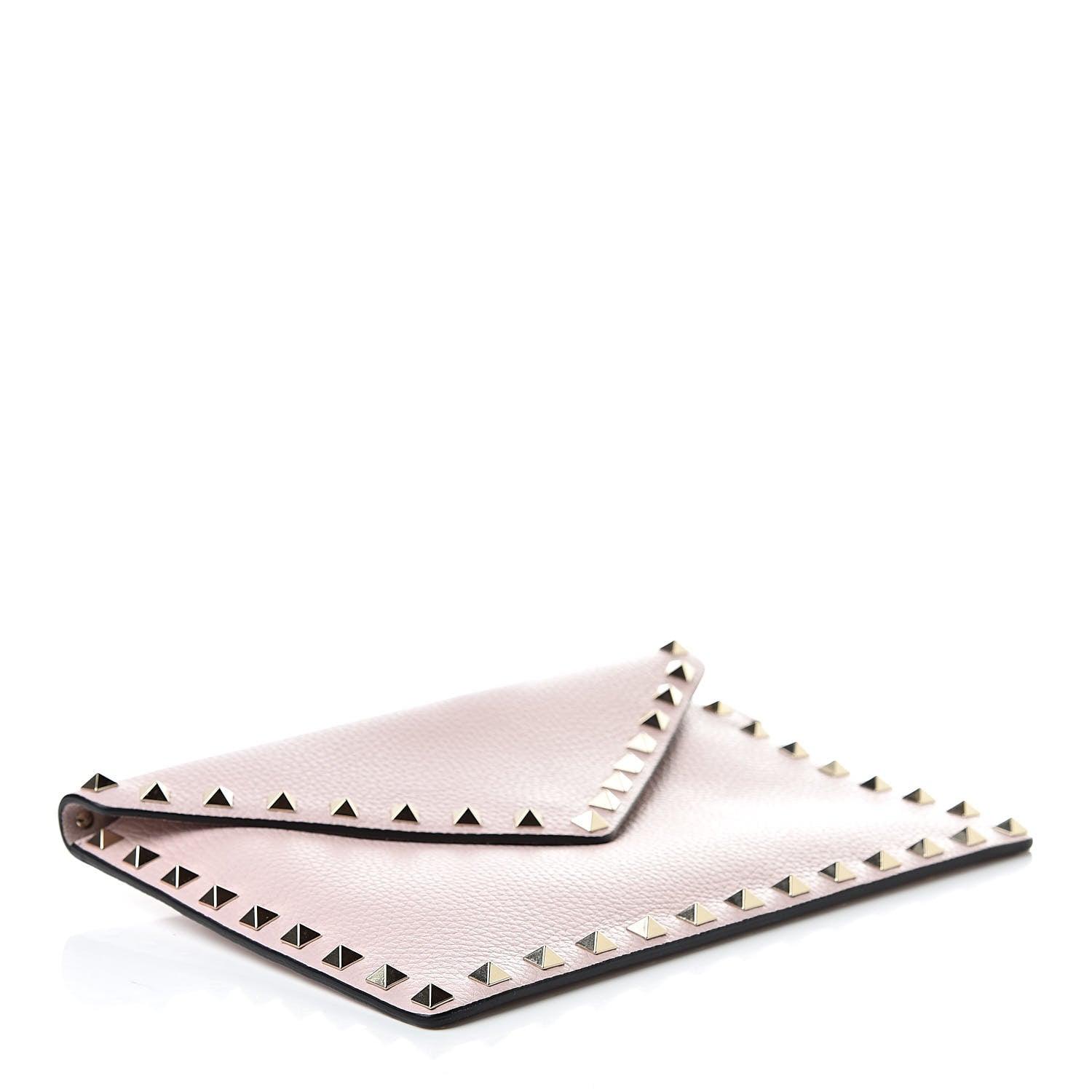 Valentino Garavani Pebbled Calfskin Medium Rockstud Envelope Flat Wristlet Pouch Water Rose 4 of 8