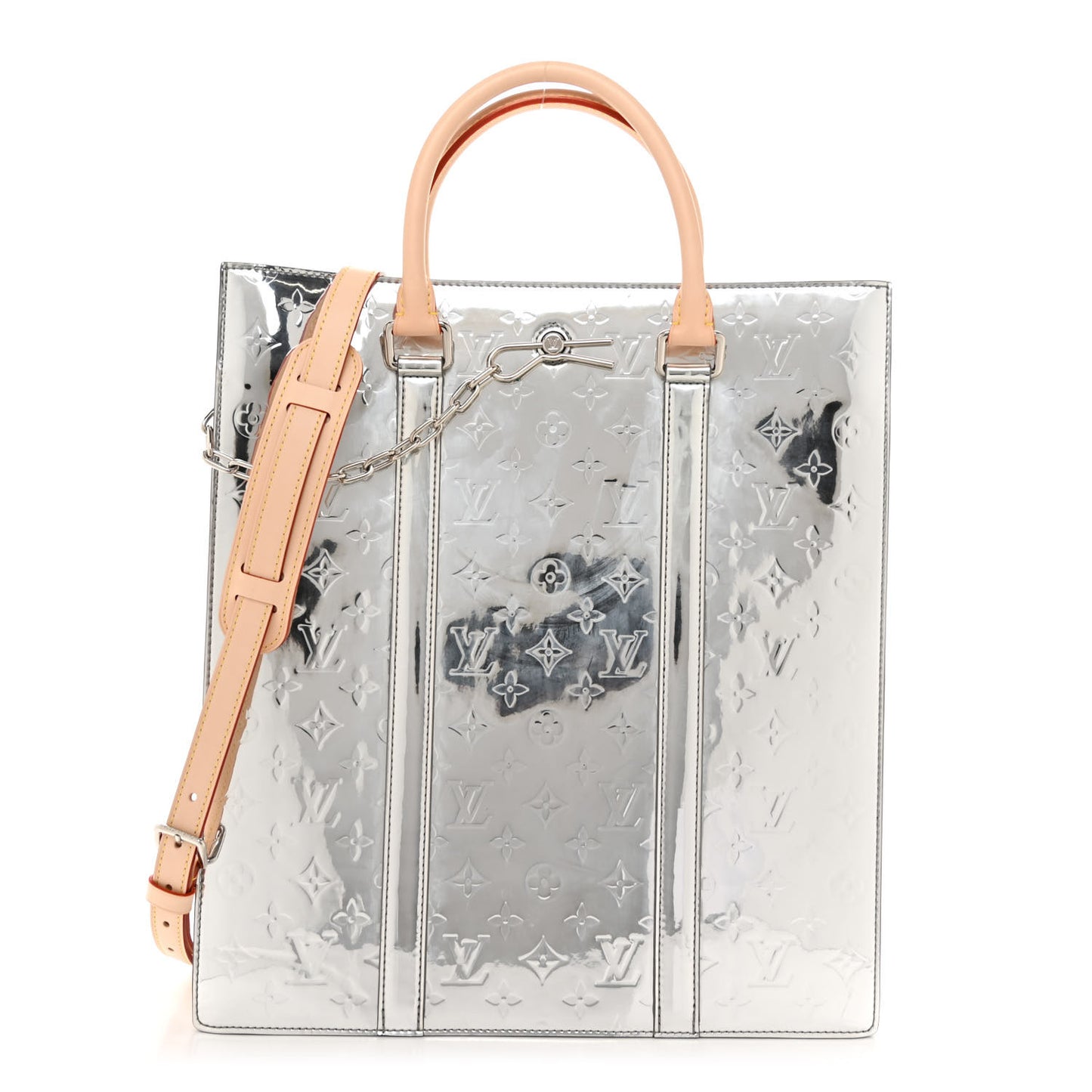 Monogram Mirror Sac Plat NM Silver